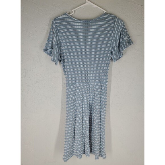 Caution To The Wind Blue White Faux Wrap Mini Dress Size Large - Picture 5 of 5